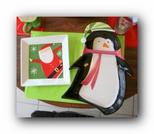 Walmart Holiday Time Christmas dishes - Santa and Penguin