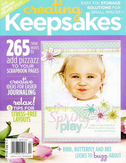 Creating Keepsakes April 2009 cover photo by Amanda Bottoms Photography