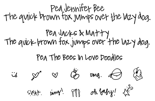 Pea Jennifer Bee, Jacks & Matty & Doodles font