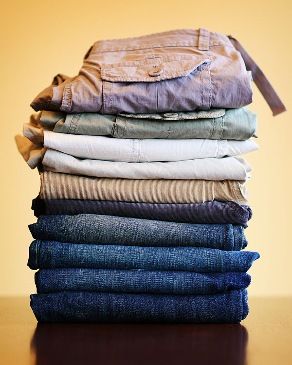 stacked khaki pants