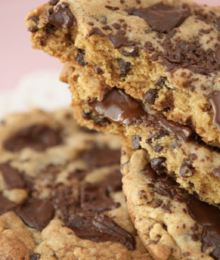 Image of XXL Dark Chocolate Chunk Salted Caramel Cookies