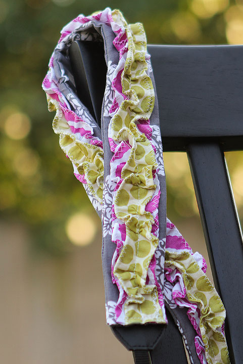 Make a Ruffled Camera Strap Slipcover Tutorial