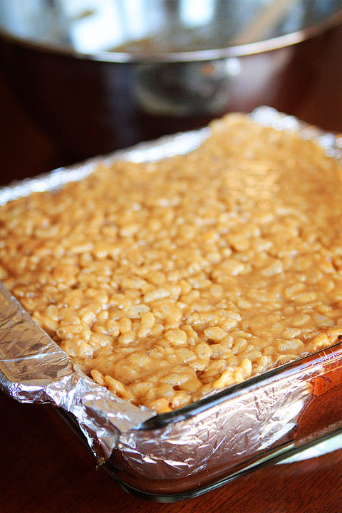 Peanut Butter Rice Krispy Treat Topped Brownies