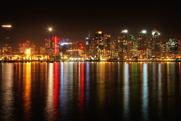 Image of City Lights on the Water at Night