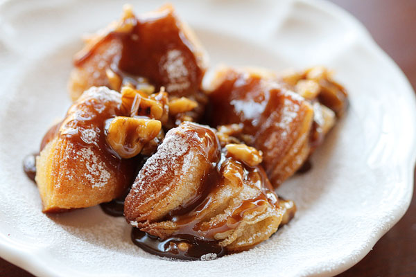 Biscuit Beignets with Praline Sauce