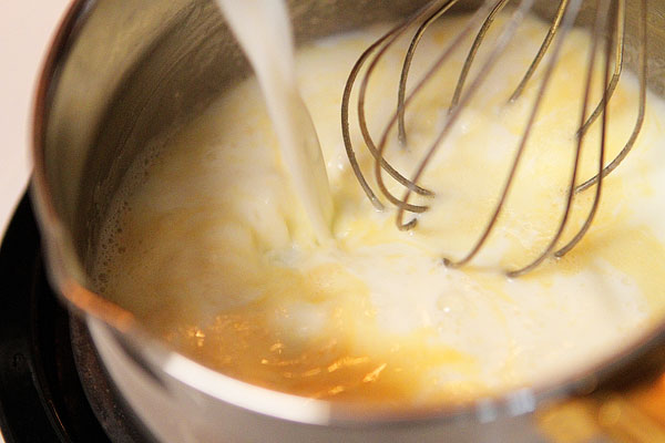 Making the cheese sauce for Homemade Hamburger Helper