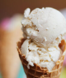 Pint containers of Enlightened- The Good-For-You Ice Cream brand ice cream  in a supermarket freezer in New York on Friday, November 3, 2017.  Enlightened is one of several ice cream brands that