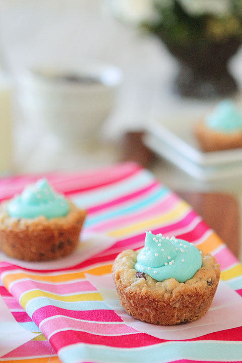 Baby Blue Chocolate Chip Oatmeal Cookie Cups | A Baby Shower for Maria