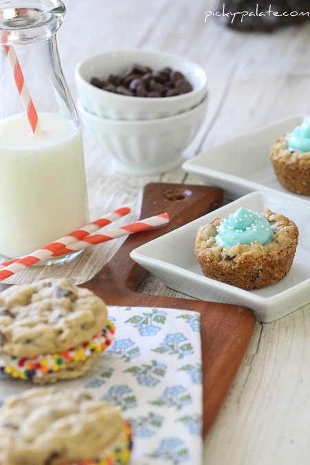 Baby Blue Chocolate Chip Oatmeal Cookie Cups | A Baby Shower for Maria