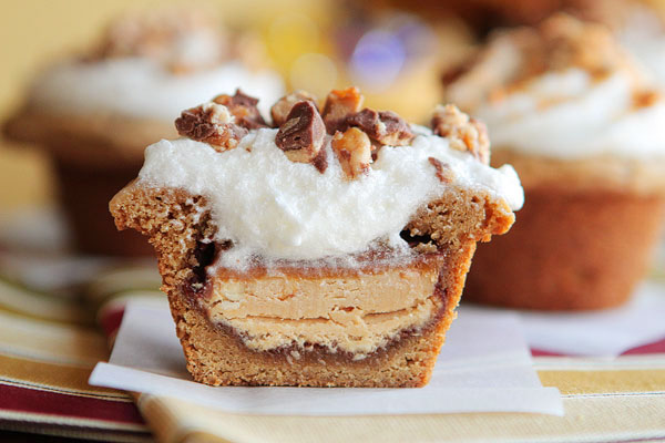 Image of a Frosted Candy Bar Stuffed Cookie Cup