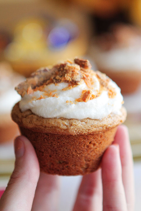 Frosted Candy Bar Stuffed Cookie Cups