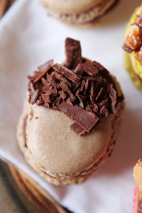 Thanksgiving Themed Holiday Macarons: Caramel Apple Macarons, Chocolate Acorns, and Chocolate Peanut Butter Candy Corn Turkeys