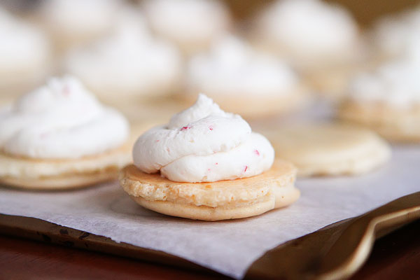 Sparkly Vanilla Bean Macarons with Three Christmas Inspired Frostings