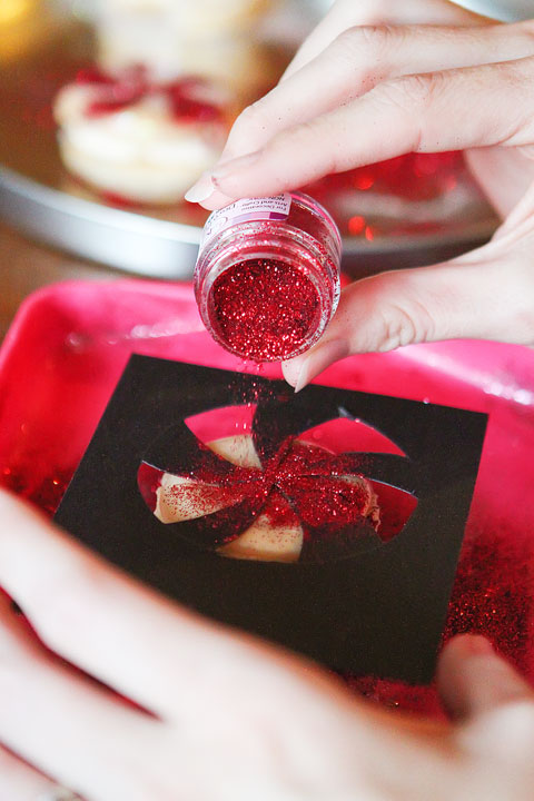 Sparkly Vanilla Bean Macarons with Three Christmas Inspired Frostings