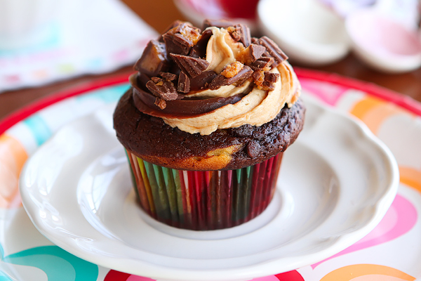 Chocolate Swirled Peanut Butter Blast Cupcakes 