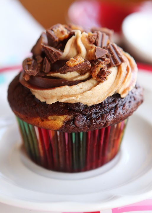 Chocolate Swirled Peanut Butter Blast Cupcakes 