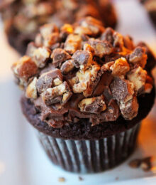 Image of Snickers Cupcakes with Chocolate Mousse Filling