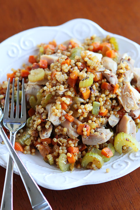 Israeli Couscous with Chicken and Peas - A Family Feast®