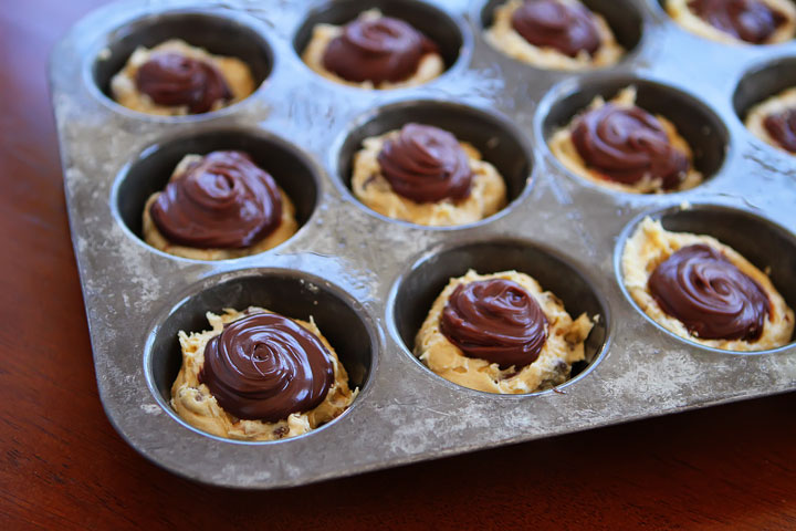 Ganache Stuffed Banana Pudding Cookie Muffins