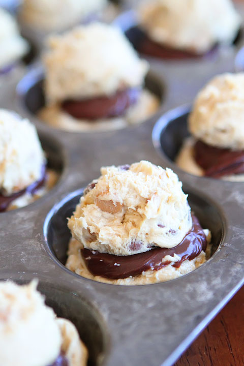 Ganache Stuffed Banana Pudding Cookie Muffins