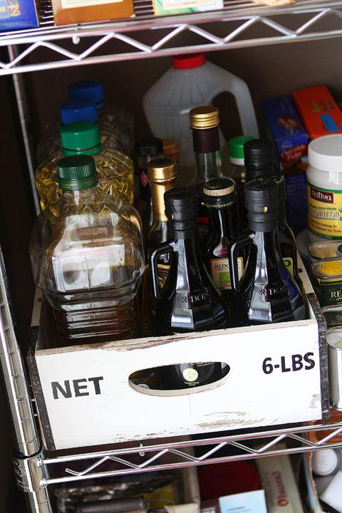 Vintage Milk Crates and Wire Baskets for the Pantry