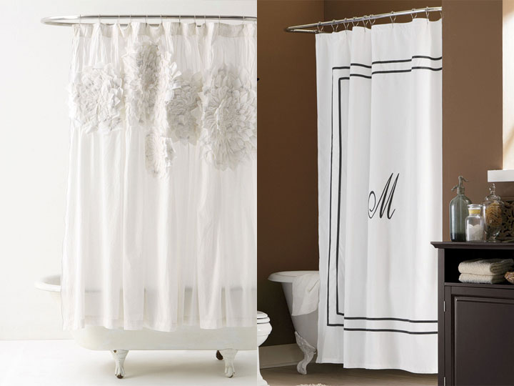 Anthropologie Sculpted Mums Monogrammed Shower Curtain