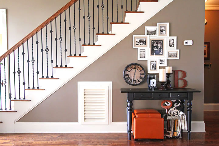 Turn that blank wall under the stairs into a photo gallery wall!