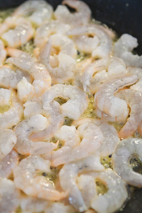 Linguine with shrimp, avocado, & parmesan cheese. Season with salt, pepper, and red pepper flakes. Easy dinner, done!