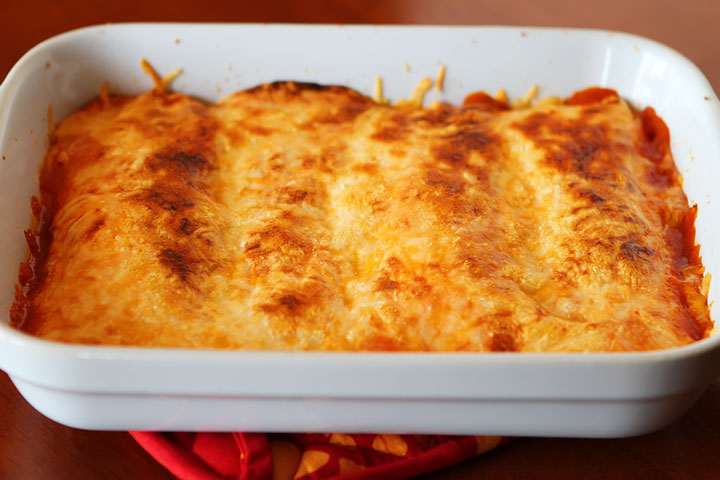 Cheesy Chicken Enchilada Style Burritos