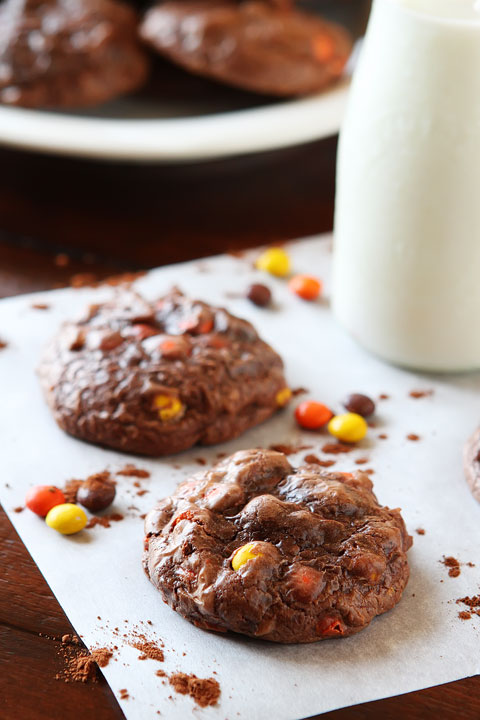 Soft Batch Peanut Butter Double Fudge Brownie Cookies. Only 6 ingredients and makes the softest, richest chocolate cookies ever!!