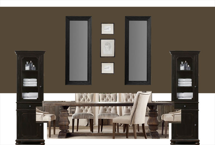 Dining Room makeover Before & After. Great ideas for an open floor plan.