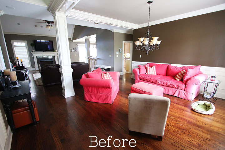 Dining Room makeover Before & After. Great ideas for an open floor plan.