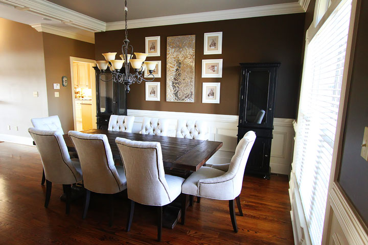 Dining Room makeover Before & After. Great ideas for an open floor plan.