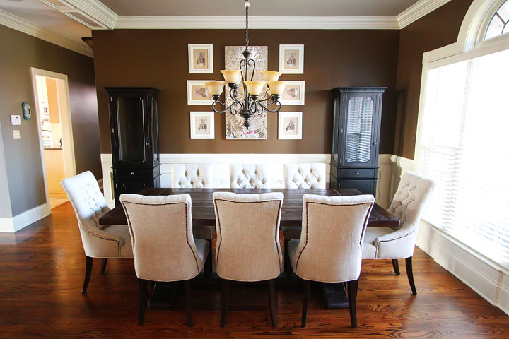 Dining Room makeover Before & After. Great ideas for an open floor plan.