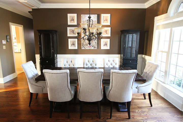 Dining Room makeover Before & After. Great ideas for an open floor plan.
