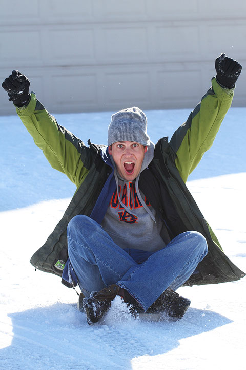 Image of Kevin Trying out His Sled