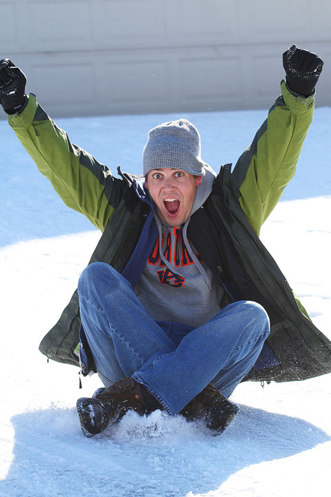 Image of Kevin on his Sled