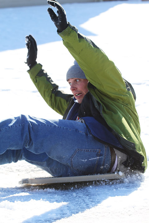 Image of Kevin Balancing on His Sled