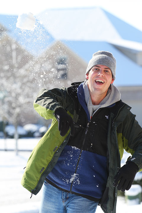 Image of Kevin Throwing a Snowball at Me