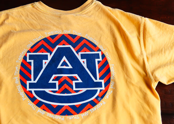 Alumni Hall Fearless and True Auburn T-shirt Handwriting Font