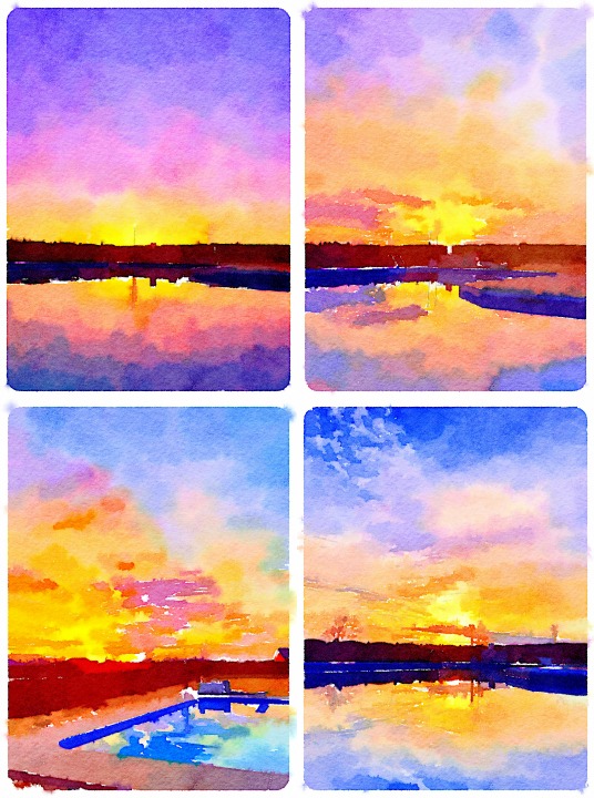 Sunsets Painted in Waterlogue app for iPhone