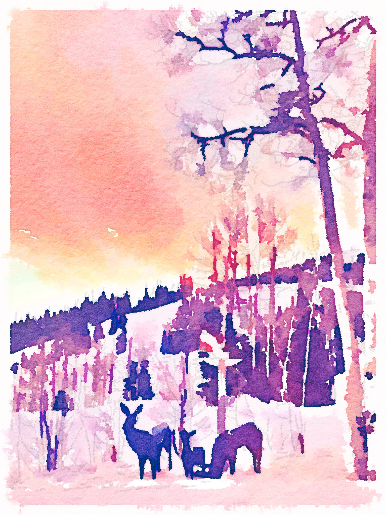 Sunrise Photo Painted in Waterlogue app for iPhone