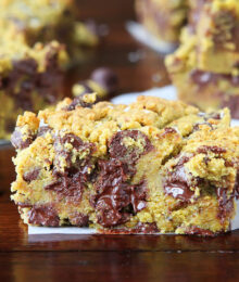 Image of Dark Chocolate Pistachio Cookie Bars