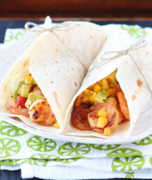 Image of Firecracker Shrimp Tacos with Avocado Corn Salsa