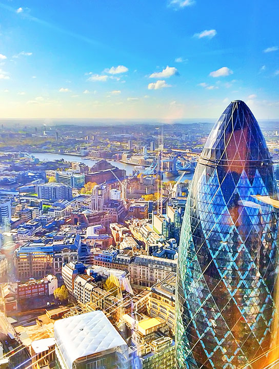 Breakfast at the Heron Tower with a view of the Gherkin and the Tower of London in the distance. Tips for Planning a London Vacation. www.kevinandamanda.com. #travel #london #england