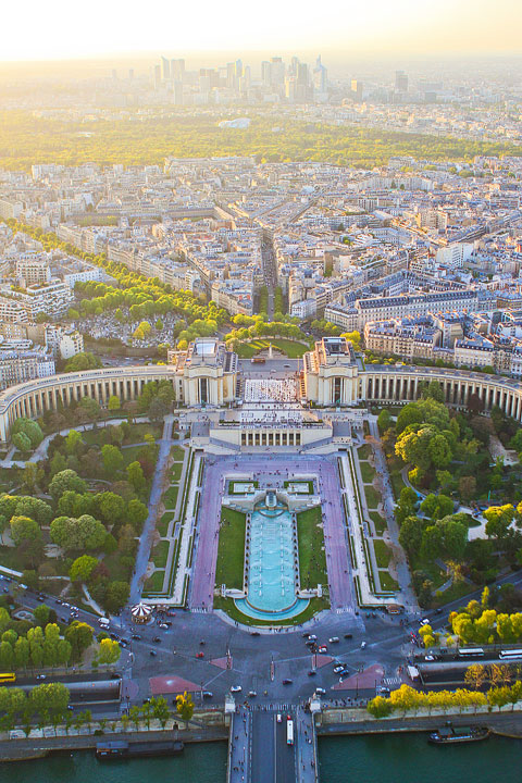 View from the Eiffel Tower at Sunset, Paris, France. www.kevinandamanda.com #travel #paris #france #photography