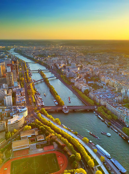 View from the Eiffel Tower at Sunset, Paris, France. www.kevinandamanda.com #travel #paris #france #photography