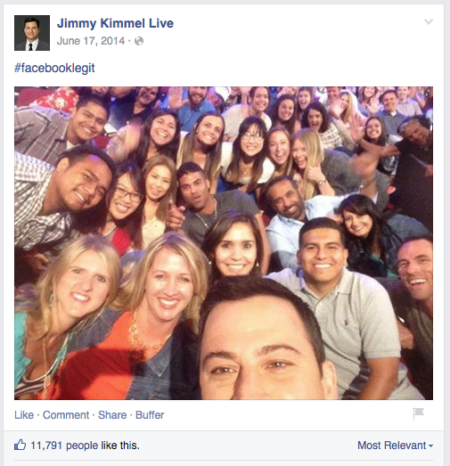 Jimmy Kimmel #FacebookLegit Selfie