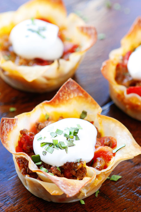 Crunchy Taco Cups — The Best Taco Recipe for Wonton Tacos!