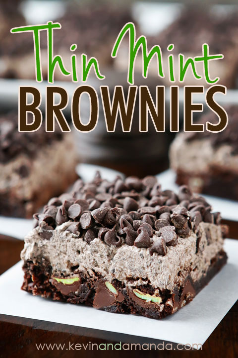 Thin Mint Brownies made with Thin Mint Cookies! These are SO good! Super fudgy brownies with Thin Mint Buttercream Frosting. You can make these even if you don't have Thin Mints on hand.